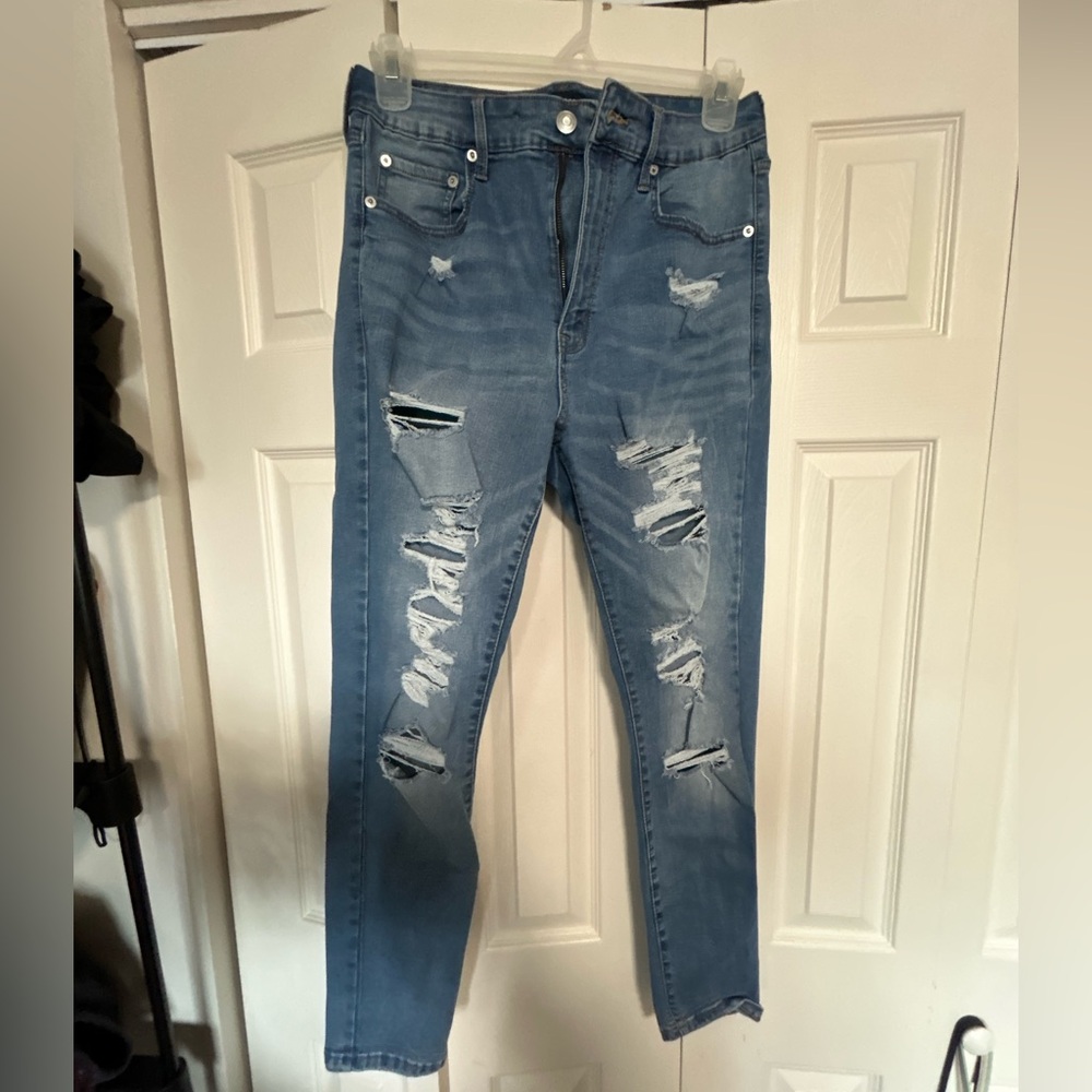 Distressed Blue Jeans
